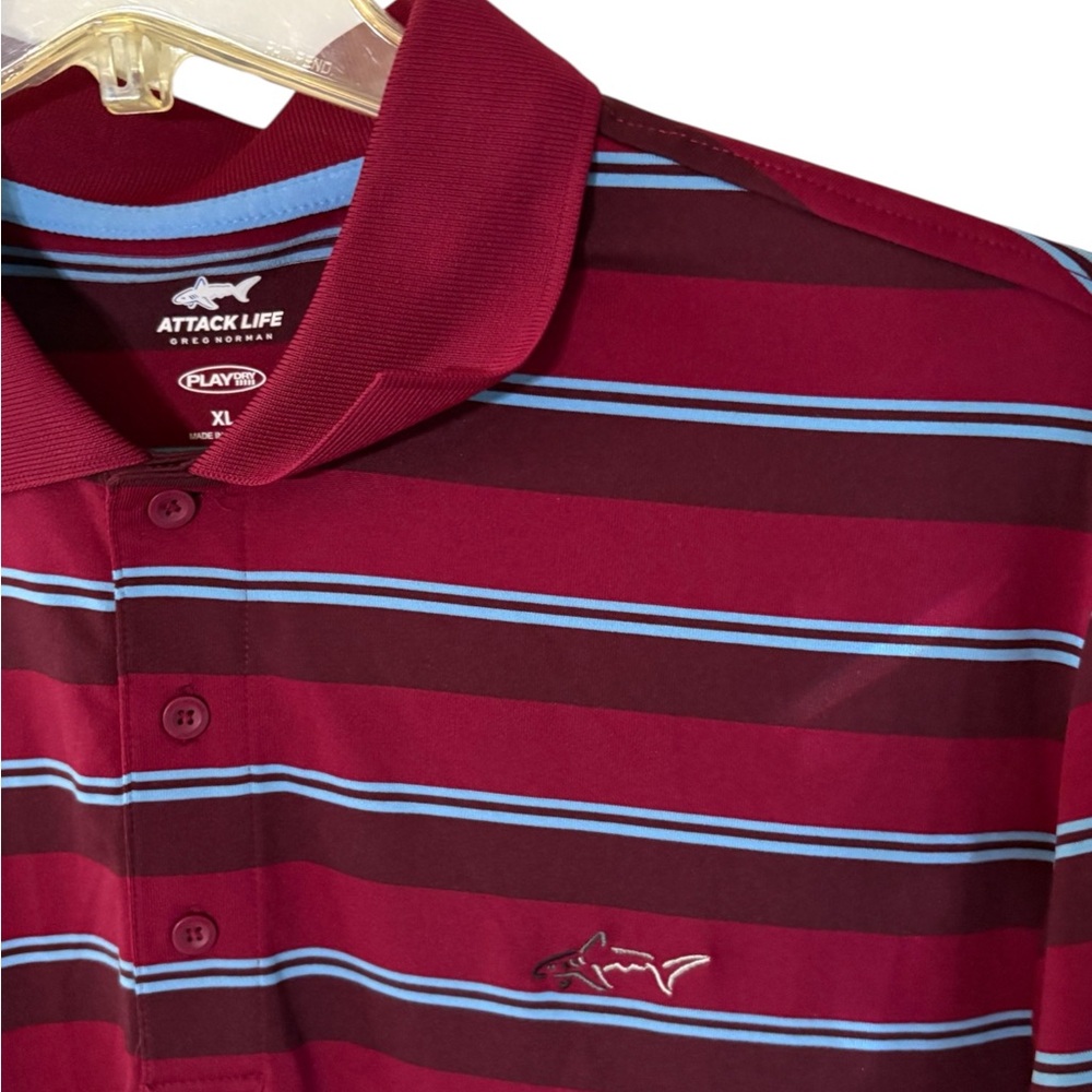 Greg Norman-NWT men’s XL polo shirt. Play dry. Red/blue/burgundy.  New with tags